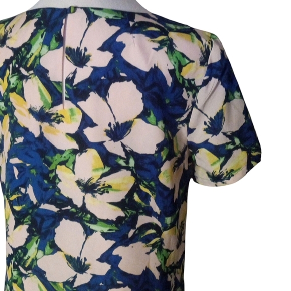 J. Crew Navy Blue Colorful Tropical Floral Print Shift Dress Size 4 - Picture 6 of 8